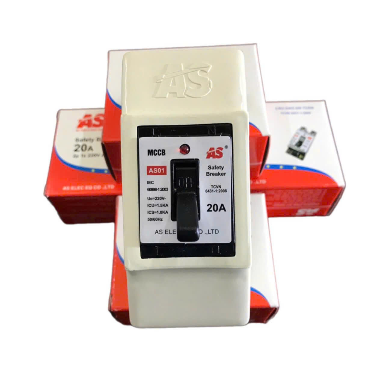 CB Cóc | Át Mini ASE AS01 10-40A Chính Hãng- Aptomat - CB Cóc - Cầu Dao An Toàn Chống Quá Tải - Có Đèn Báo Nguồn - Vỏ Chống Vỡ