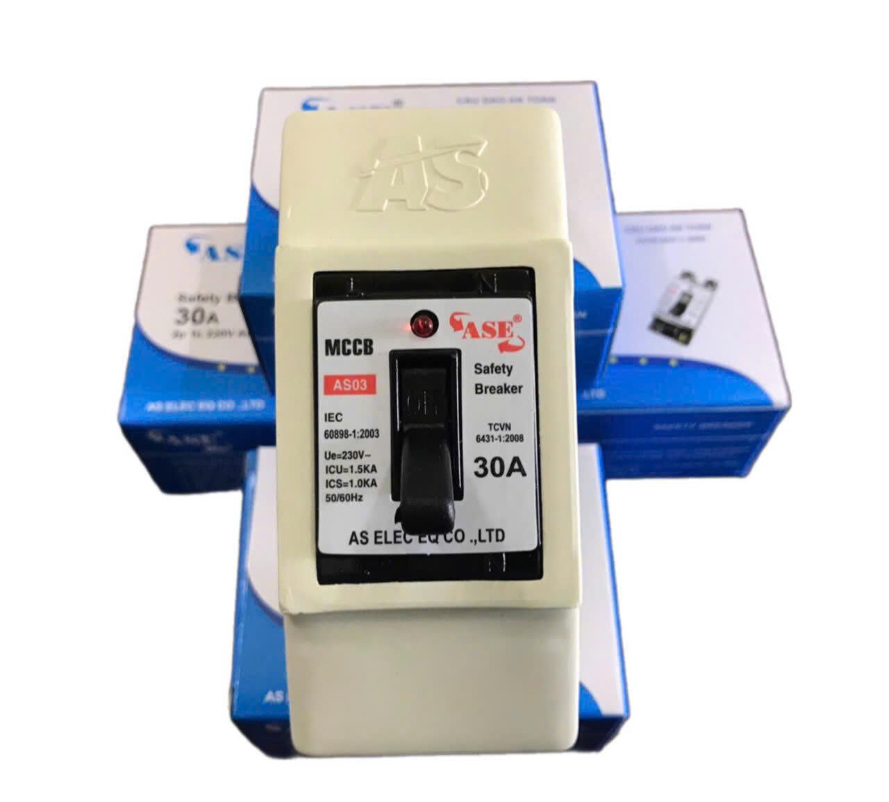 CB Cóc | Át Mini ASE AS03 10-40A Chính Hãng- Aptomat - CB Cóc - Cầu Dao An Toàn Chống Quá Tải - Có Đèn Báo Nguồn - Vỏ Chống Vỡ