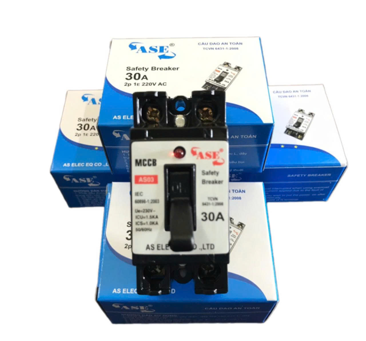 CB Cóc | Át Mini ASE AS03 10-40A Chính Hãng- Aptomat - CB Cóc - Cầu Dao An Toàn Chống Quá Tải - Có Đèn Báo Nguồn - Vỏ Chống Vỡ