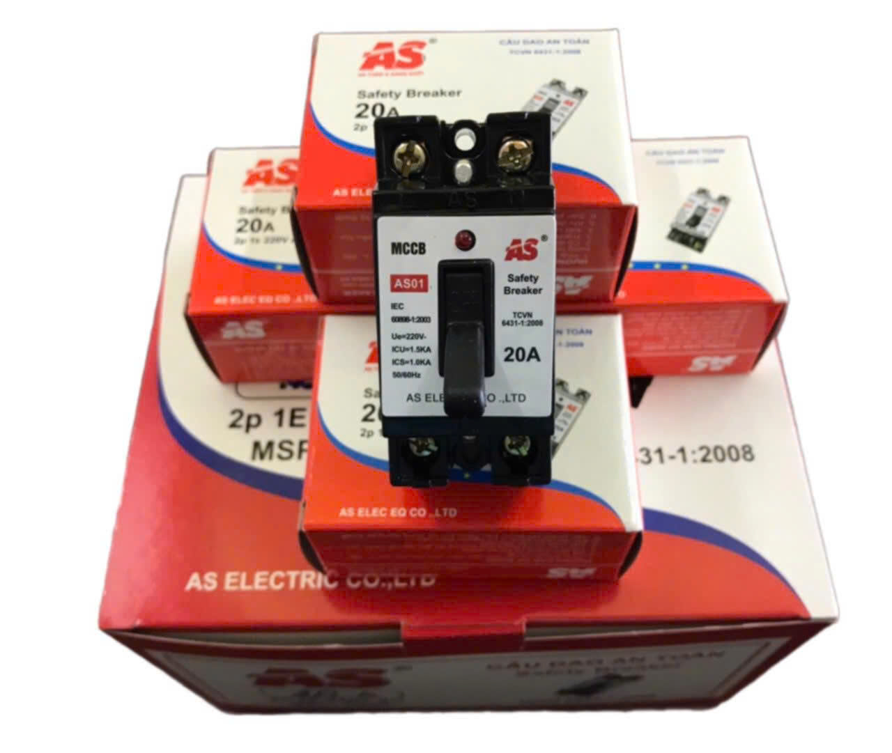 CB Cóc | Át Mini ASE AS01 10-40A Chính Hãng- Aptomat - CB Cóc - Cầu Dao An Toàn Chống Quá Tải - Có Đèn Báo Nguồn - Vỏ Chống Vỡ