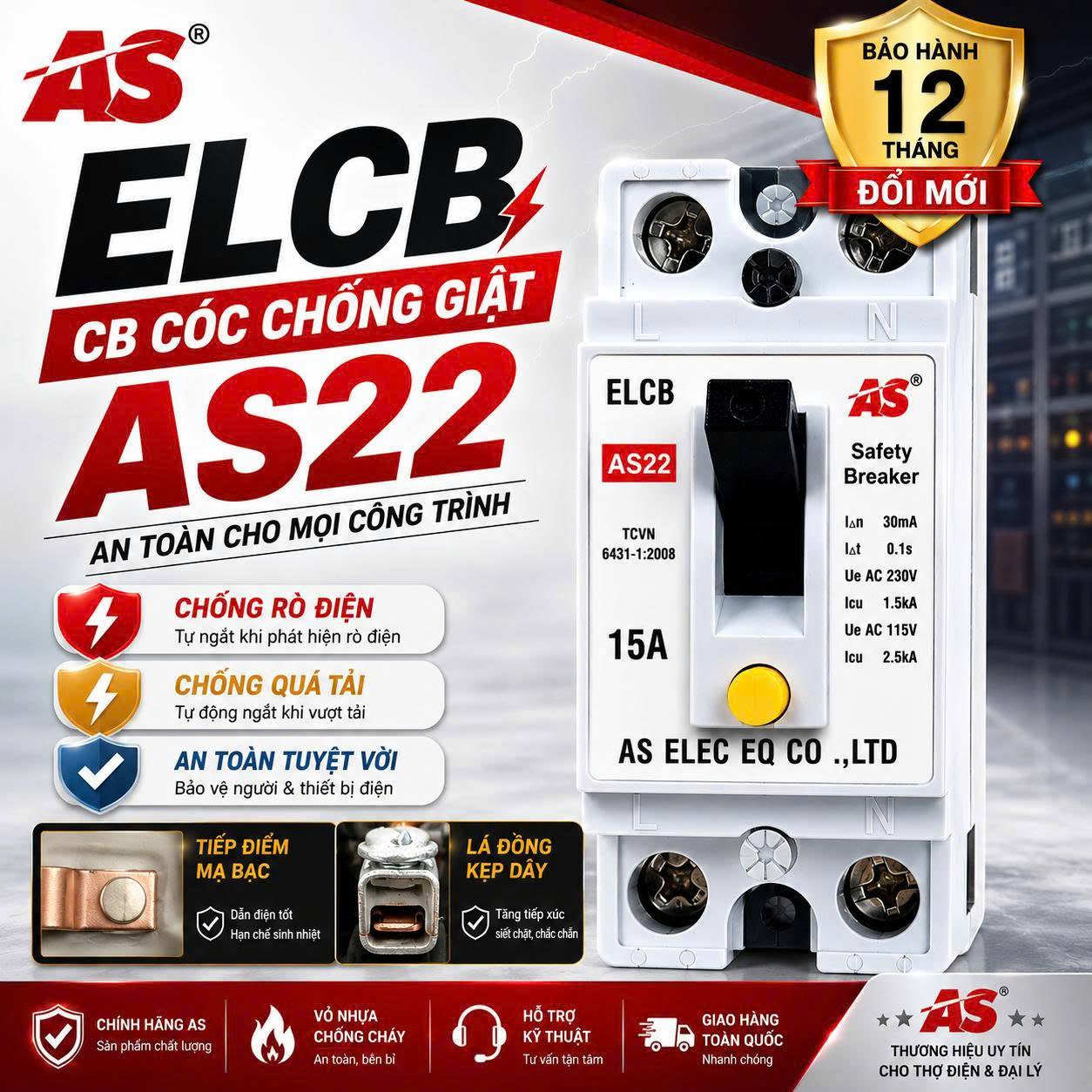 [ASE] ELCB, Cầu Dao Chống Giật Cầu Dao Chống Rò Cầu Dao Chống Quá Tải CB Cóc Chống Giật An Toàn Điện Gia Đình