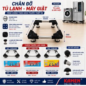 chân kê inox tủ lạnh, máy giặt
