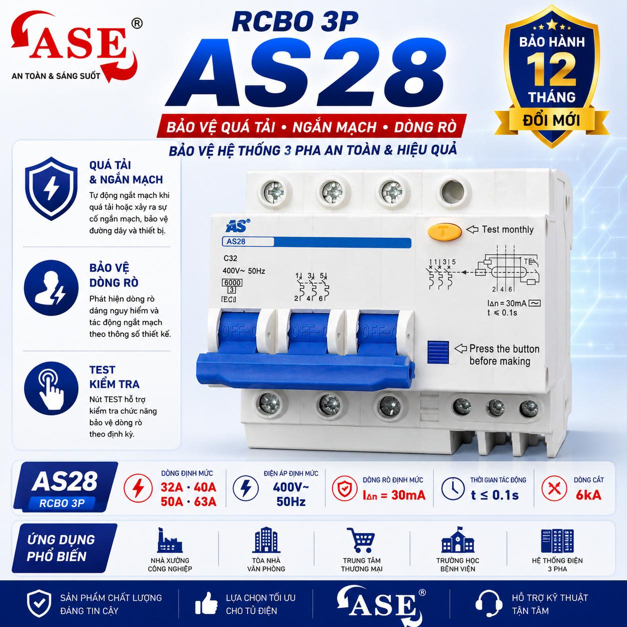CẦU DAO CHỐNG RÒ RCBO AS28