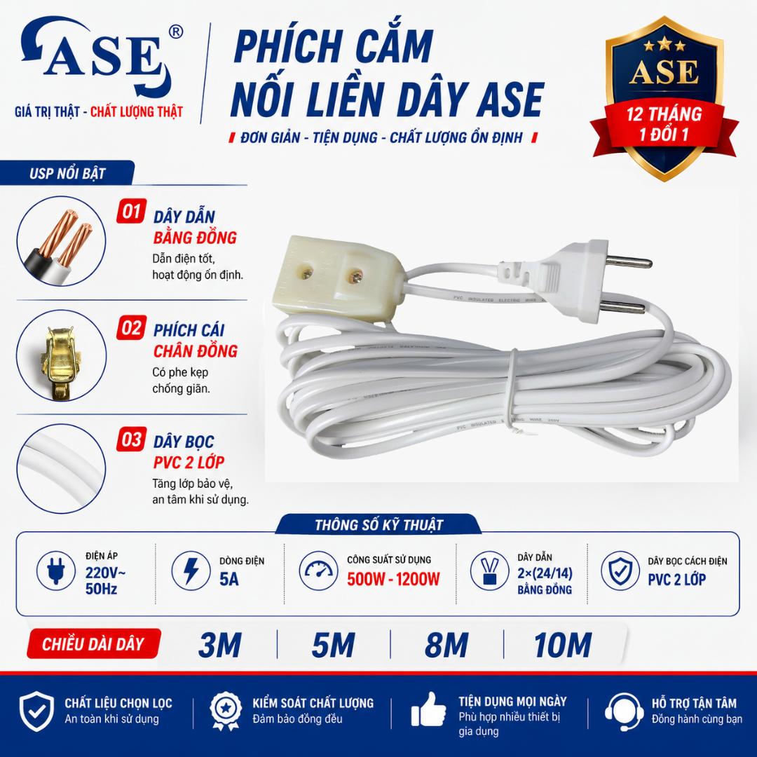 PHÍCH CẮM  LIỀN DÂY AS