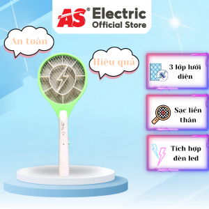 Vợt muỗi AS-V02 sạc liền thân, 3 lớp lưới, nhựa ABS