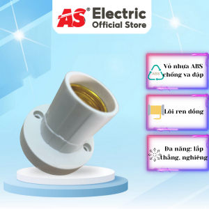 Đuôi đèn đa năng AS thiết kế xoay 45–90°, làm từ nhựa ABS chống cháy, chịu va đập tốt. Kiểu dáng nhỏ gọn, dễ lắp, tương thích với bóng đèn đuôi E27, tiện dụng cho nhiều không gian.